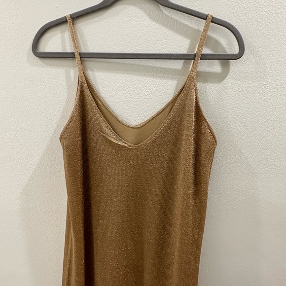 Zara Dresses Zara Gold Shiny Single Strap Dress Poshmark